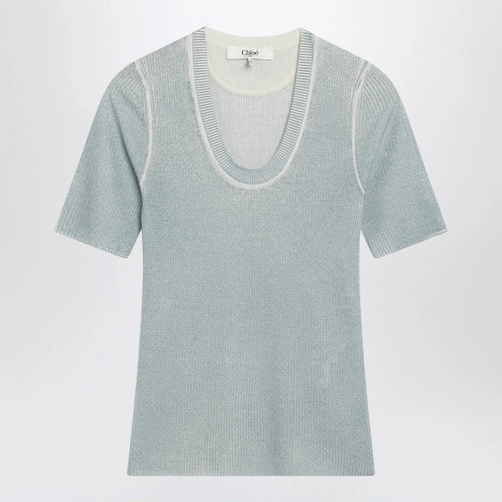 Chloé - Blue-grey wool-blend knit top