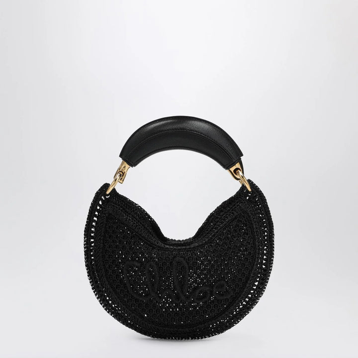 Chloé - Mini Summer Banana hobo bag in black crochet with leather details