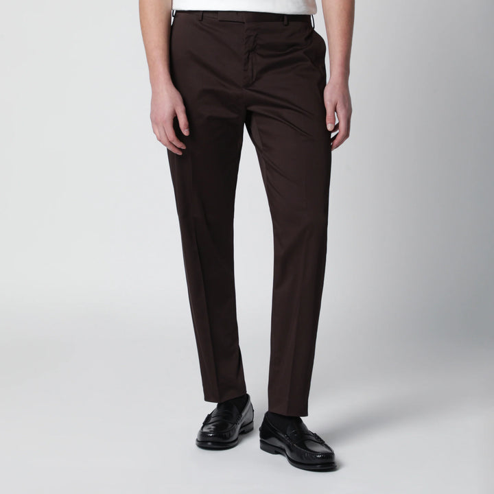 PT Torino - Brown cotton-blend trousers