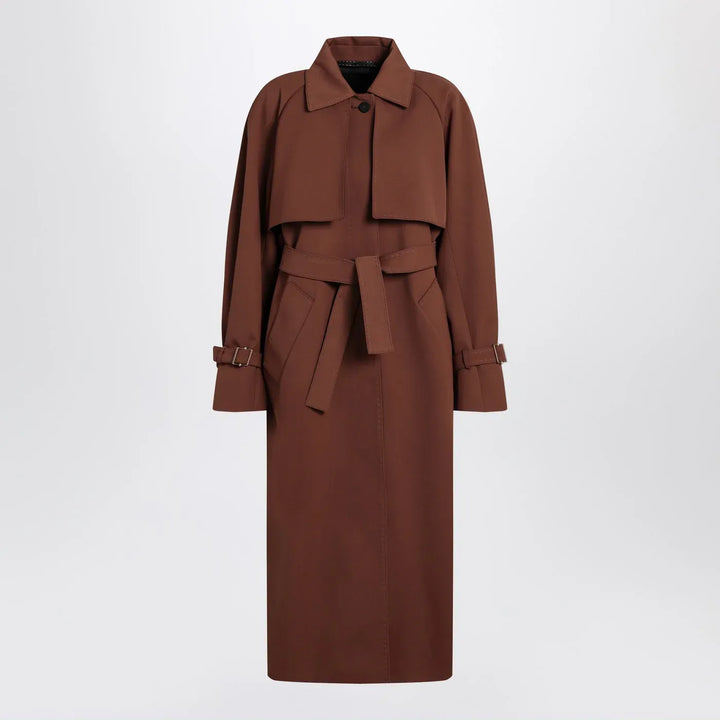 Max Mara Atelier - Brown rainproof gabardine trench coat Brand Coats &amp; Jackets 38  IT