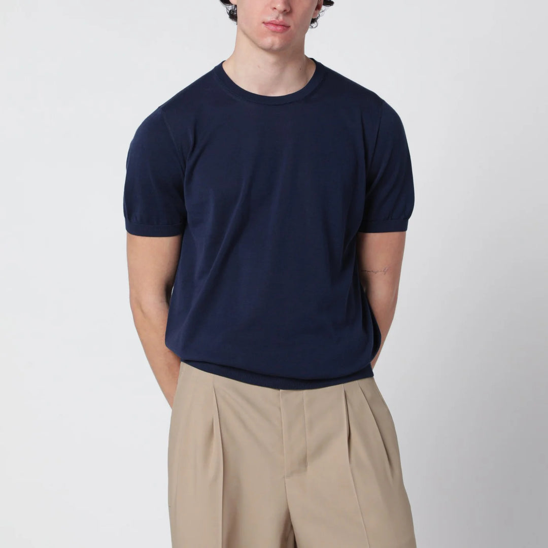 Drumohr - Blue cotton crewneck sweater