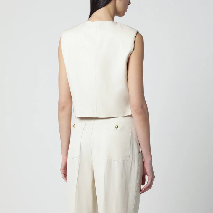 P.A.R.O.S.H. - Sand-colored linen-blend waistcoat