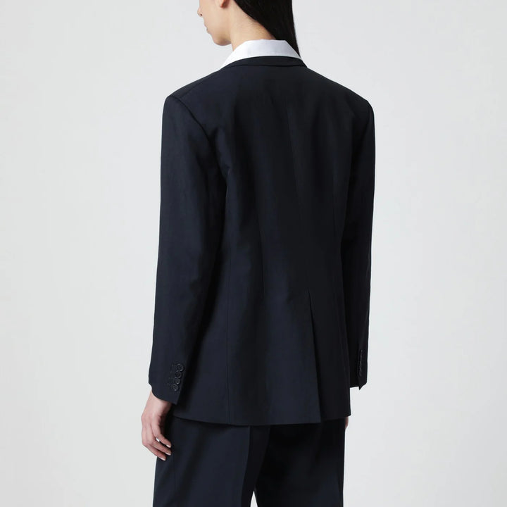 P.A.R.O.S.H. - Blue linen-blend single-breasted jacket