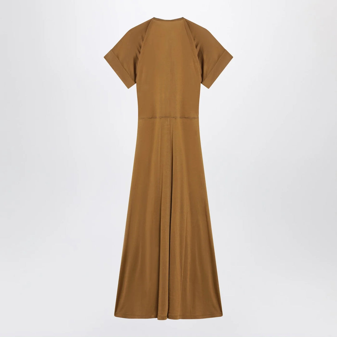 LEMAIRE - Cinnamon-brown zip-up dress in cotton-viscose jersey