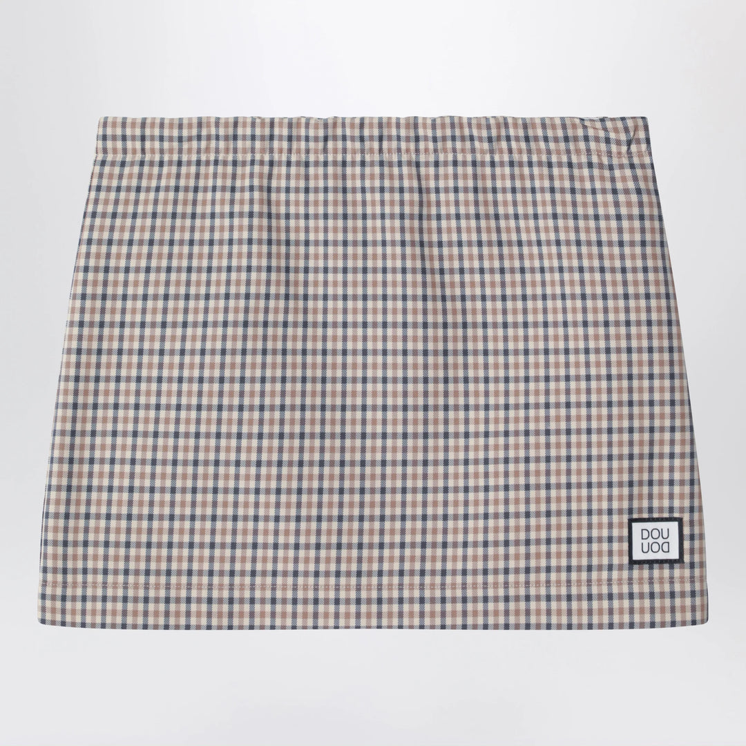 Douuod - Betulla beige mini skirt with check pattern