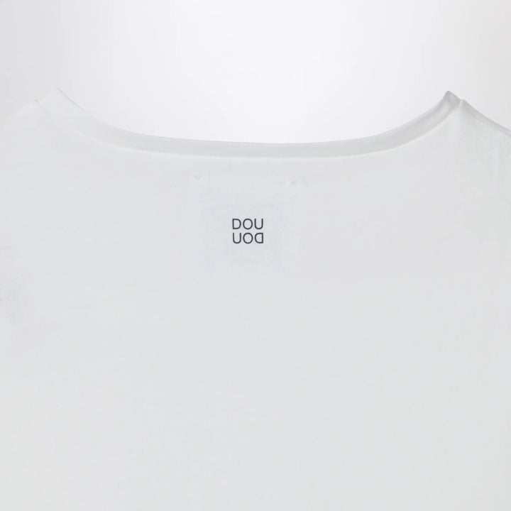 Douuod - Ivory cropped T-shirt with knot detail