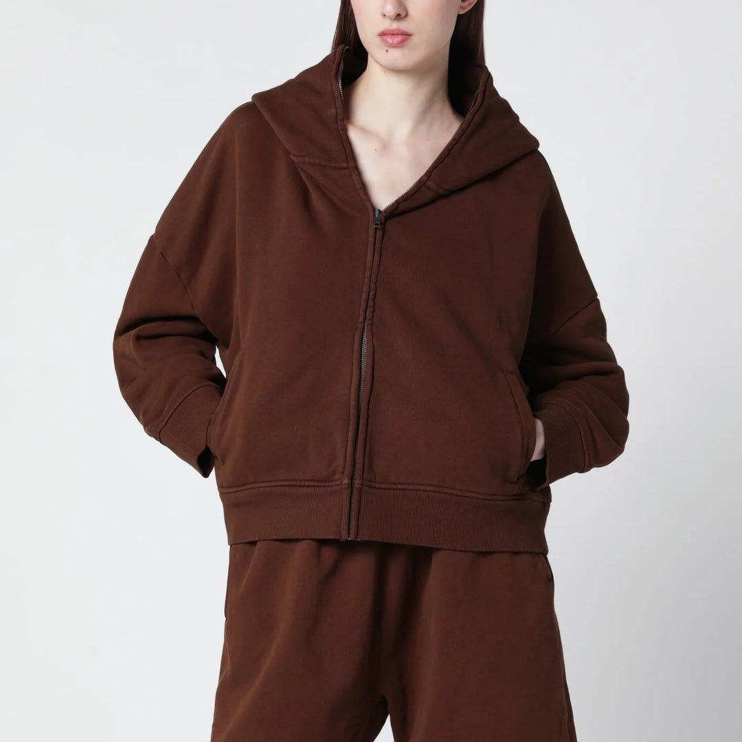 Entire Studios - Brown cotton zip-up sweatshirt