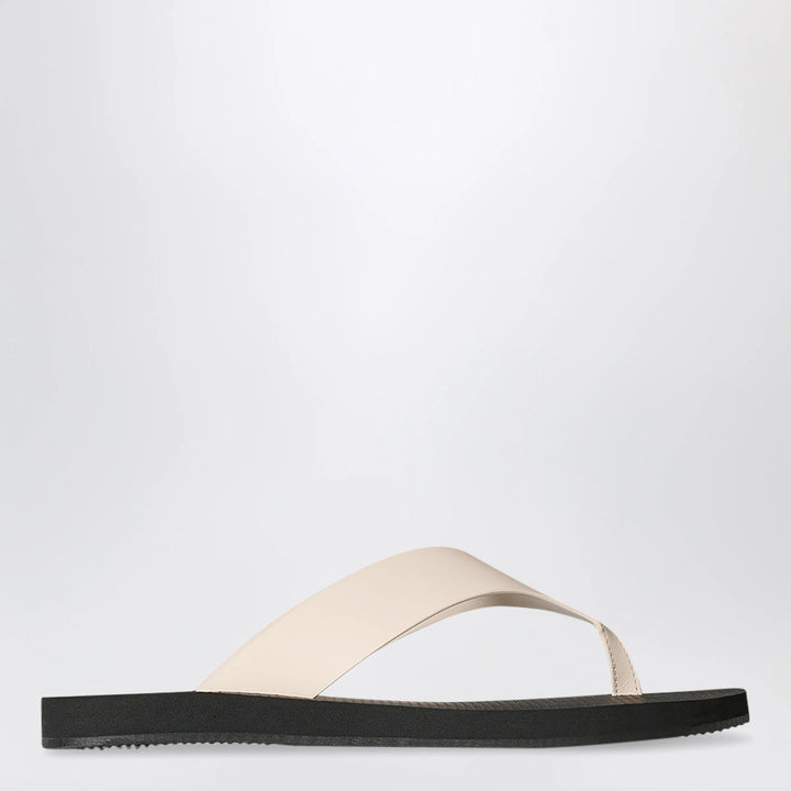 The Row - Ginza calfskin leather thong sandal in ivory/black