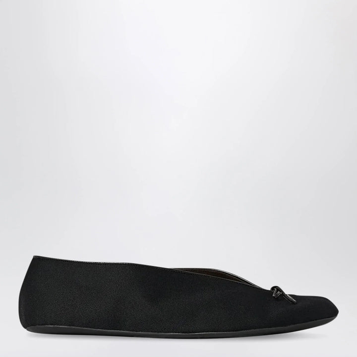 The Row - Fay slip-on shoe with bow in Japanese wool, black