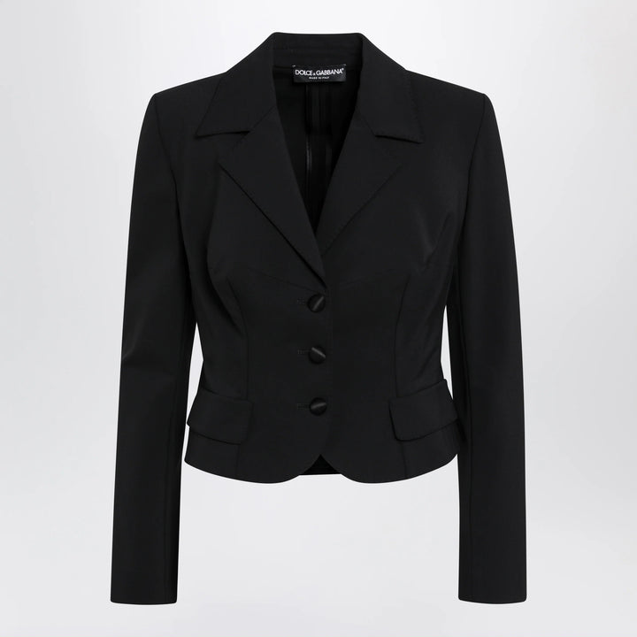 Dolce&amp;Gabbana - Short single-breasted technical cady jacket, black