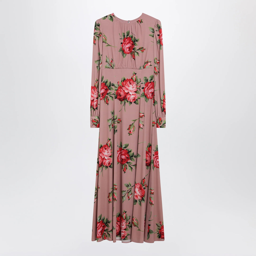 Dolce&amp;Gabbana - Pink crêpe dress with Bouquet print by Dolce &amp; Gabbana