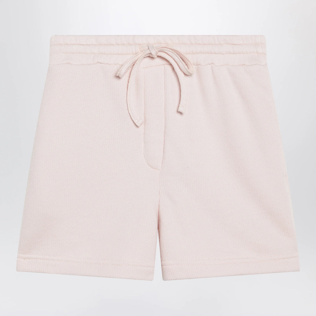 Dolce&amp;Gabbana - Pink cotton drawstring shorts with embroidered logo