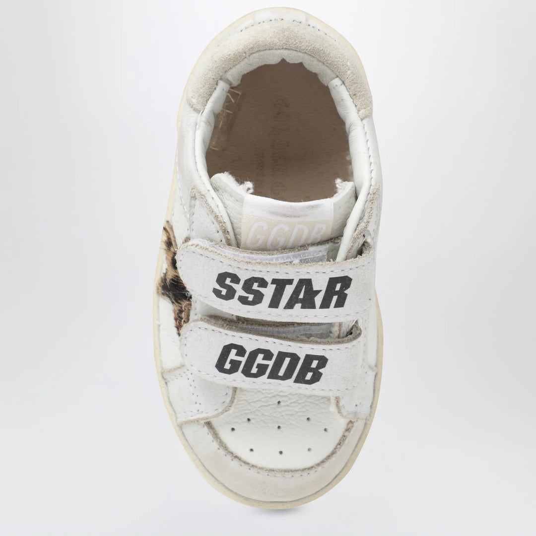 Golden Goose - Old School Sneakers in white with leopard-print star