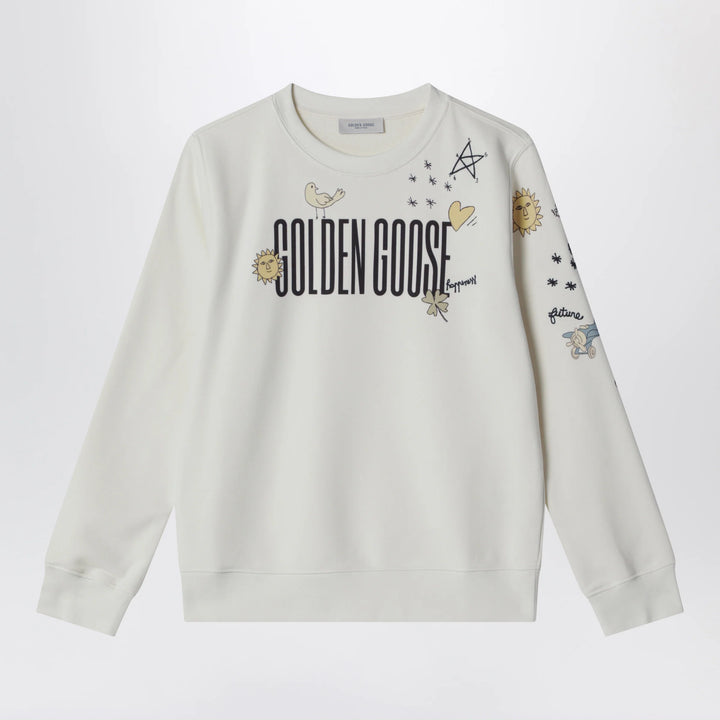 Golden Goose - White cotton sweatshirt with logo print