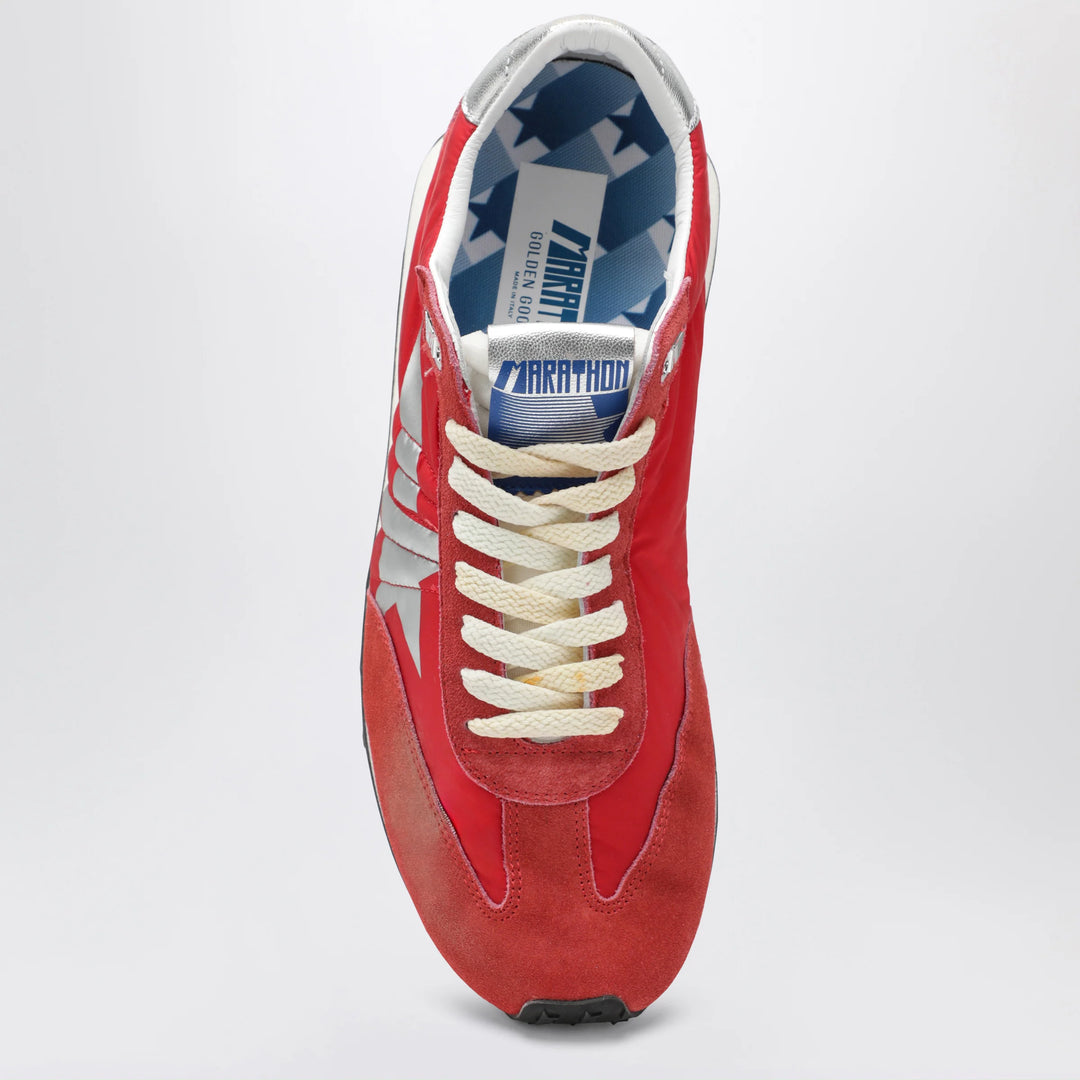 Golden Goose - Red/silver Marathon sneakers in nylon and suede