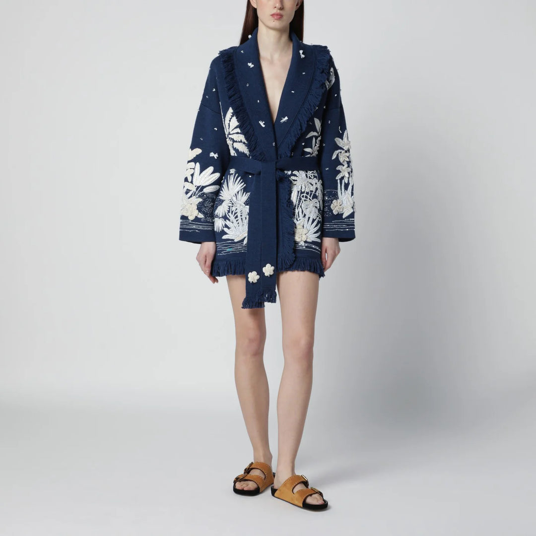 Alanui - Postcard From Paradise cardigan Deep Blue/White Pearl