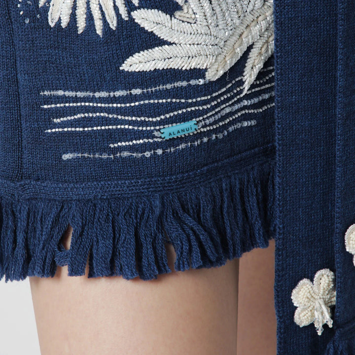 Alanui - Postcard From Paradise cardigan Deep Blue/White Pearl