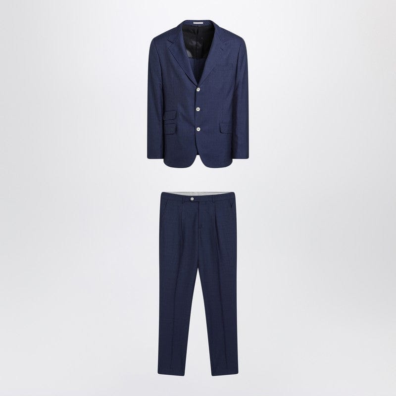 Suits Brunello Cucinelli - Blue single-breasted wool suit - 48 IT Brand
