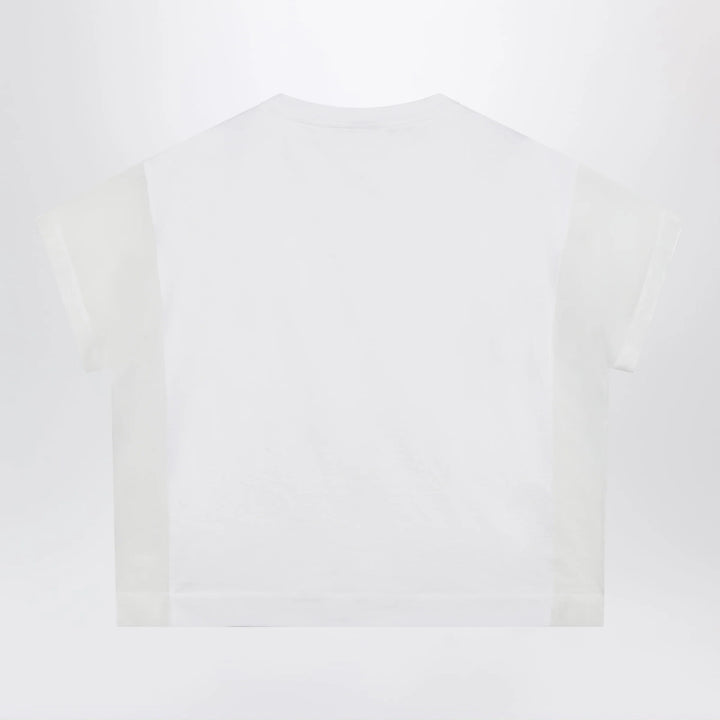Brunello Cucinelli - T-shirt in cotton jersey and organza in white