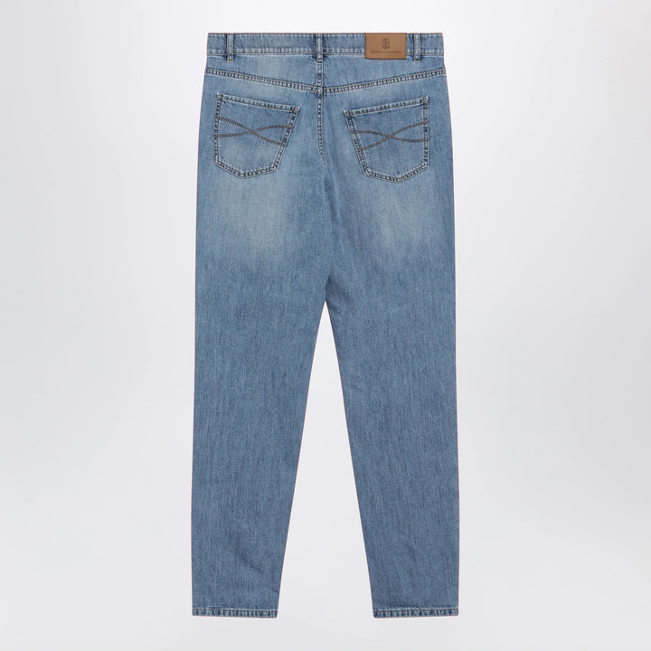 Brunello Cucinelli - Traditional-fit five-pocket jeans in light blue denim
