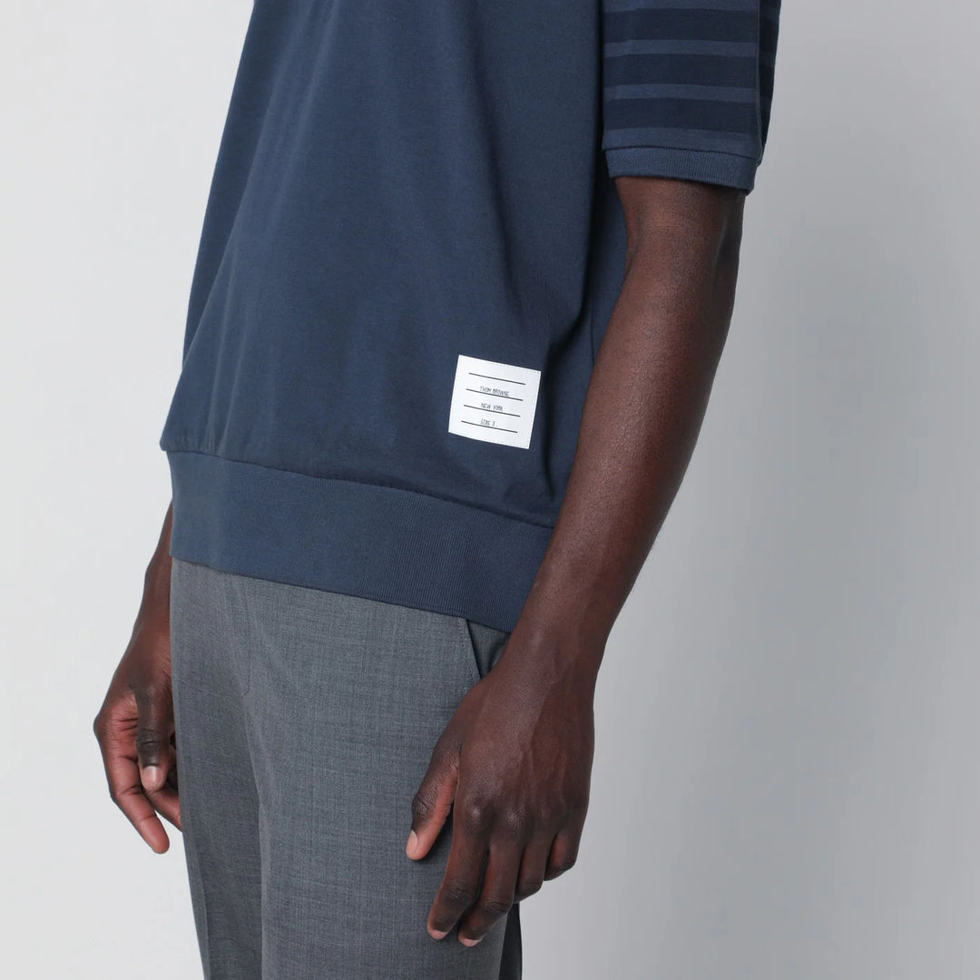 Thom Browne - Navy blue cotton polo shirt