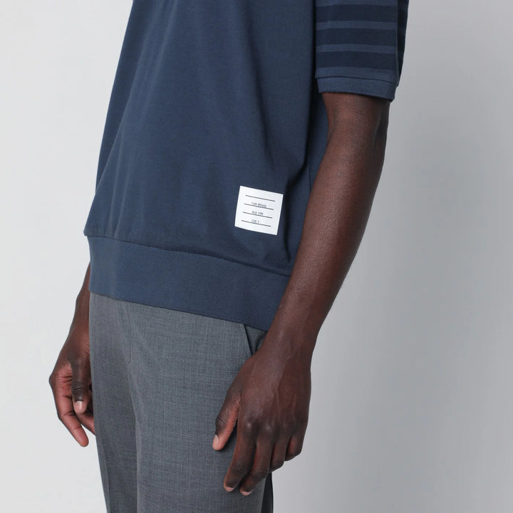 Thom Browne - Navy blue cotton polo shirt