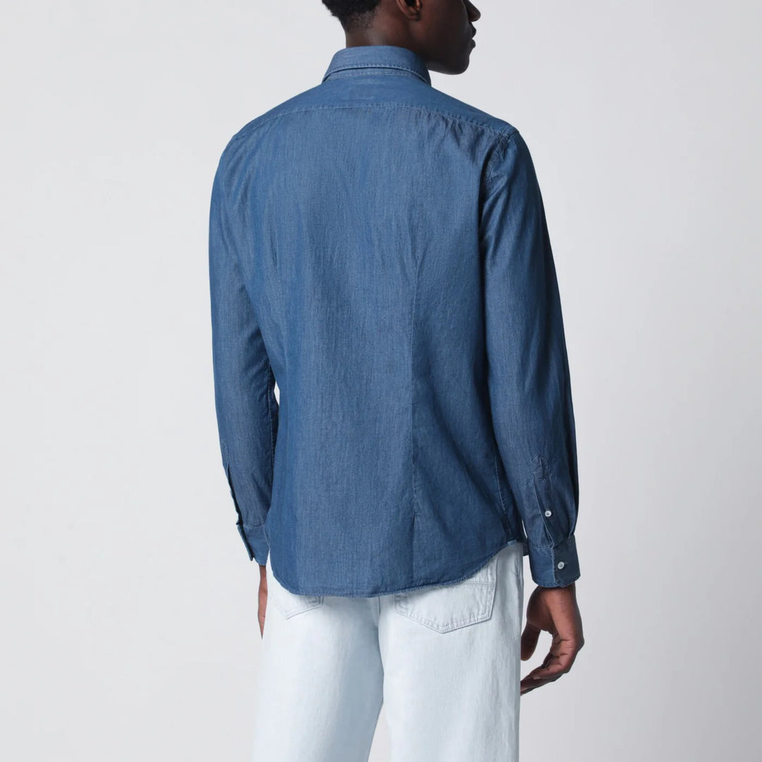 XACUS - Tailor Fit denim shirt blue