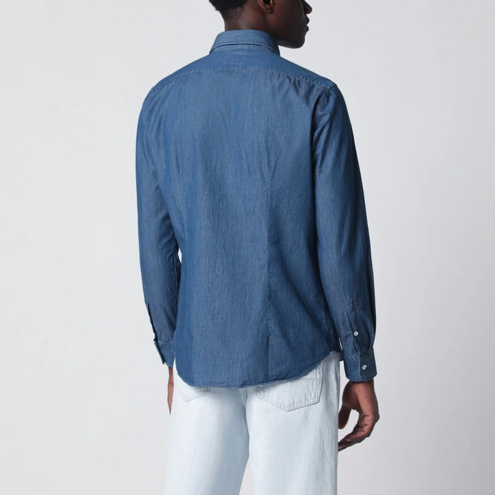 XACUS - Tailor Fit denim shirt blue
