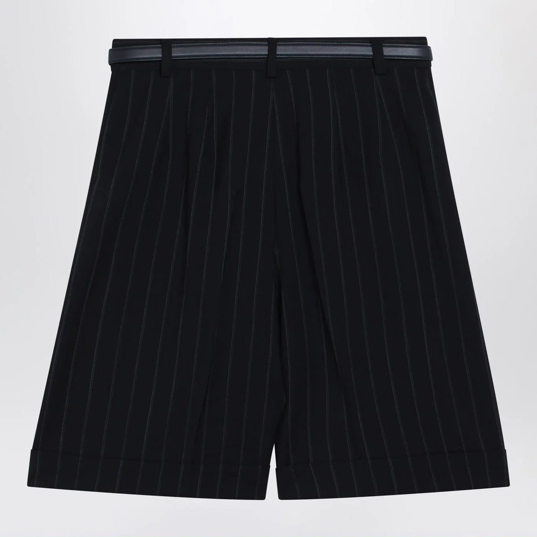 Max Mara Studio - Blue pinstripe wool bermuda shorts