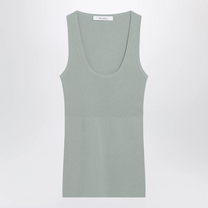 Max Mara - Sleeveless ribbed top in sage green technical yarn