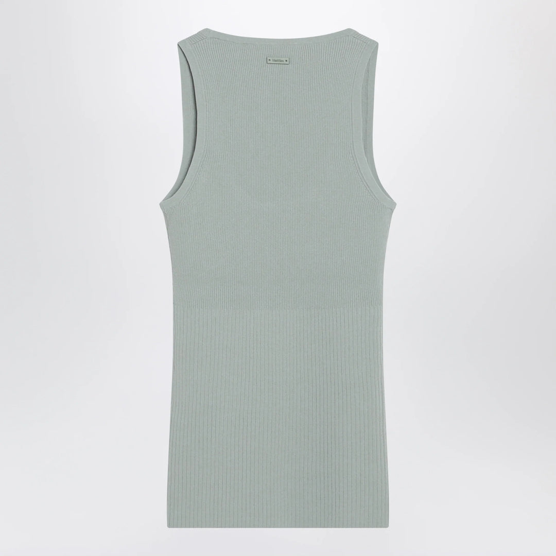 Max Mara - Sleeveless ribbed top in sage green technical yarn