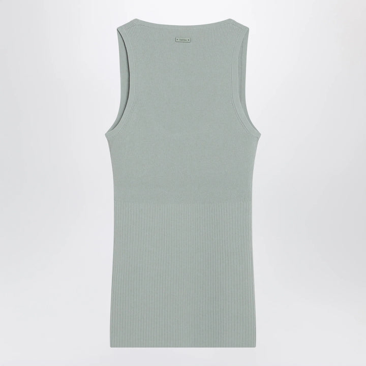 Max Mara - Sleeveless ribbed top in sage green technical yarn