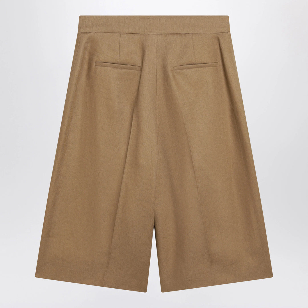 Max Mara - Sand-colored linen bermuda shorts