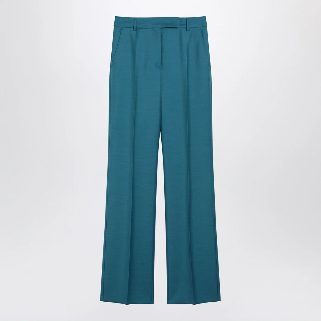 Max Mara - Turquoise wool and silk-blend trousers