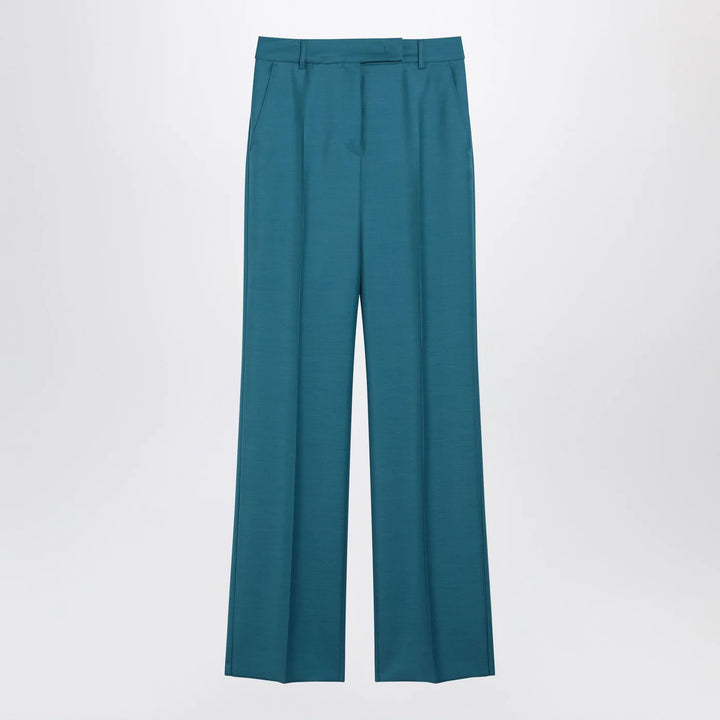 Max Mara - Turquoise wool and silk-blend trousers