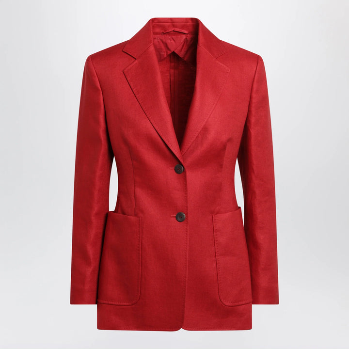 Max Mara - Semi-fitted single-breasted blazer in red linen