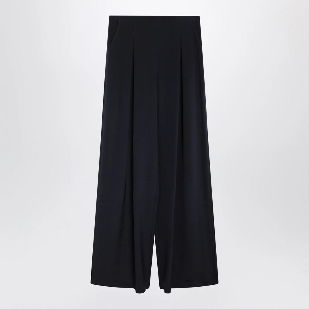 Max Mara - Navy silk-blend trousers