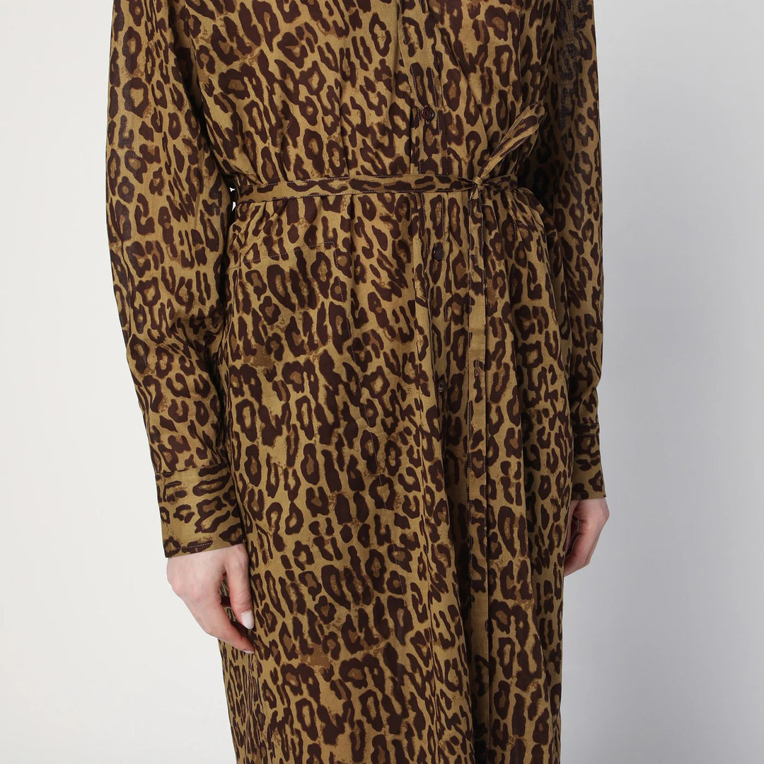 6397 - Leopard-print shirt dress in cotton voile