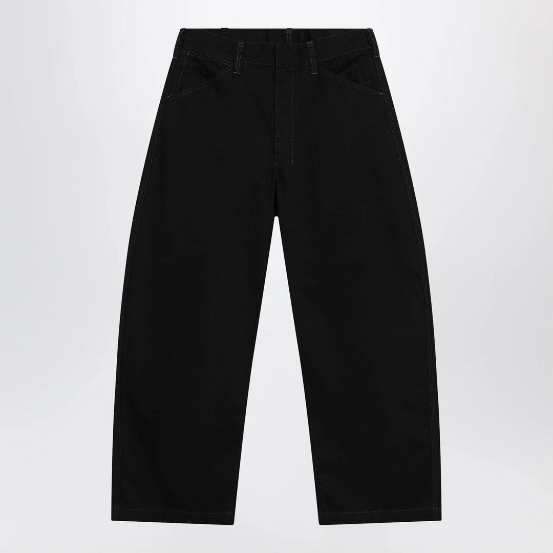 LEMAIRE - Black wide-leg cotton trousers