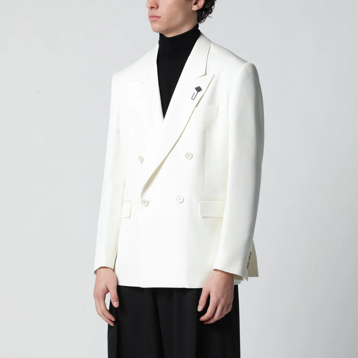 Lardini - White viscose double-breasted suit