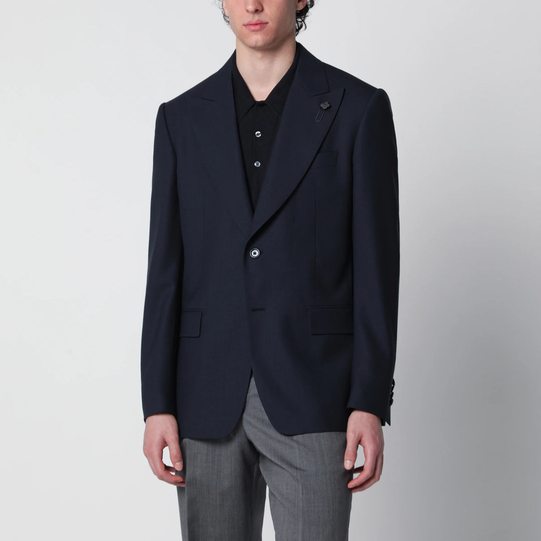 Lardini - Single-Breasted Blue Wool Jacket