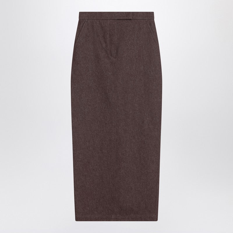 Max Mara Long brown skirt in denim effect