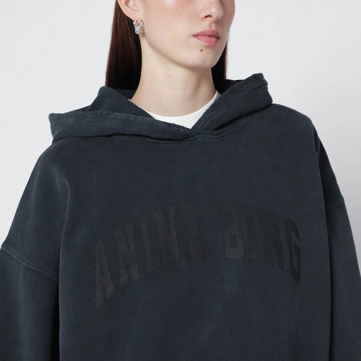 ANINE BING - Black washed hoodie with distressing