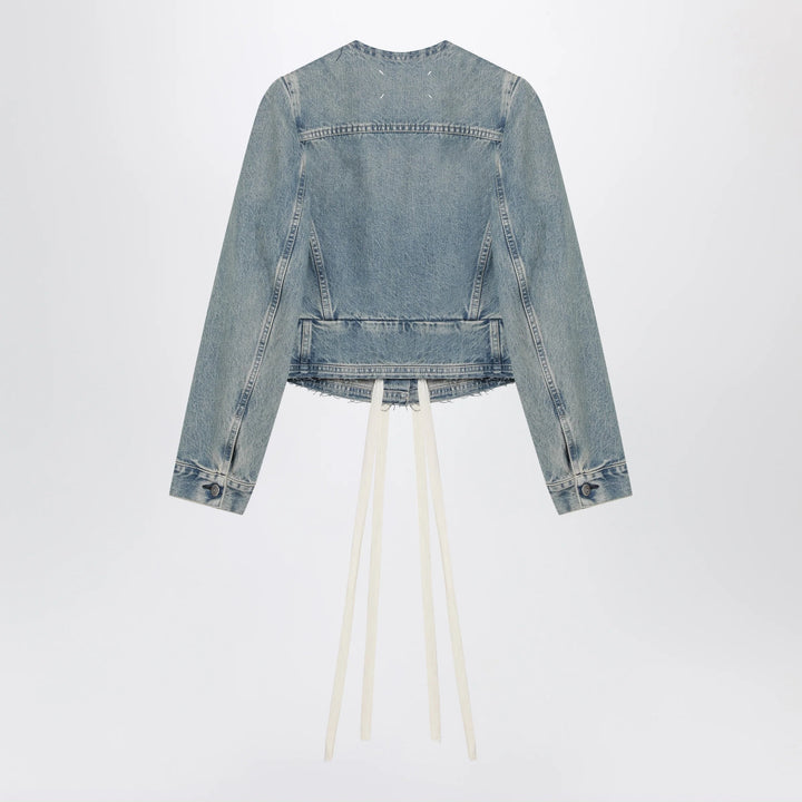 Maison Margiela - Light blue cotton denim jacket with V-neck