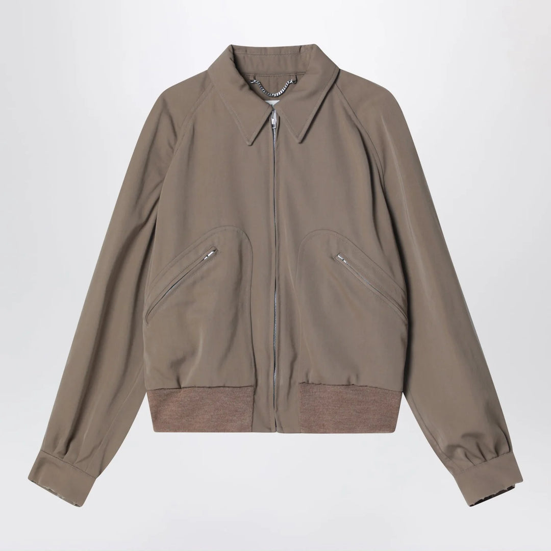 Maison Margiela - Beige virgin wool zip-up jacket