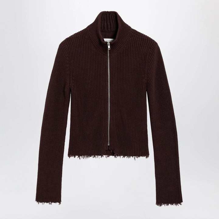 MM6 Maison Margiela - Chocolate rib-knit zip cardigan