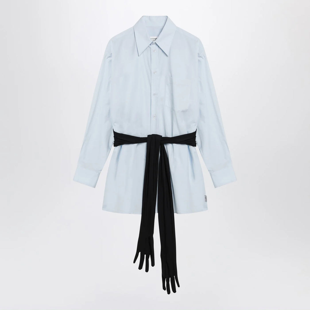 MM6 Maison Margiela - Light blue cotton shirt with gloves