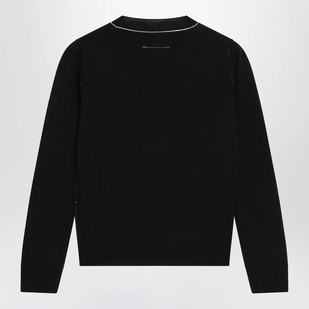MM6 Maison Margiela - Wool-blend sweater with contrast trim in black Brand Shirts &amp; Tops