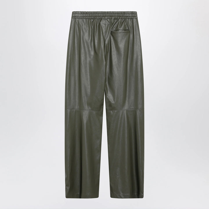 MM6 Maison Margiela - Khaki green wide-leg trousers in faux leather