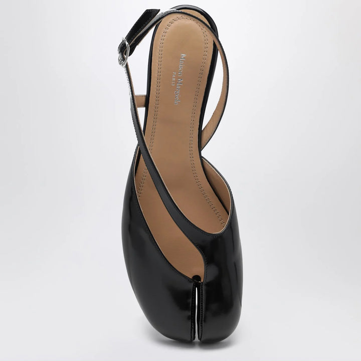 Maison Margiela - Black brushed leather Tabi slingback sandals